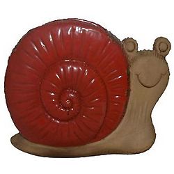 Ceramic Red Snail Garden Figurine