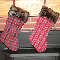 Faux Fur Cuff Plaid Personalized Christmas Stocking