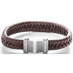 Men's Brown Leather Bracelet with Magnetic Clasp