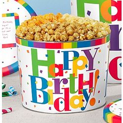 Personalized Big Happy Birthday 4 Flavor Popcorn Gift Tin