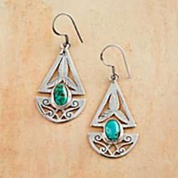 Nepali Geometric Turquoise Earrings