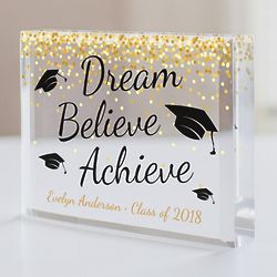 Personalized Dream Believe Achieve Graduation Cap Plaque