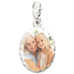 Sterling Silver Oval Photo Charm Pendant