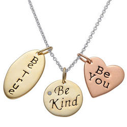 Be True, Be Kind, Be You Tri-Color Sterling Silver Pendant