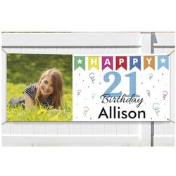 Personalized 21st Birthday Photo Banner
