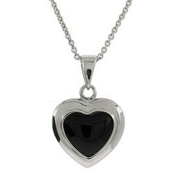 Black Onyx Sterling Silver Heart Pendant