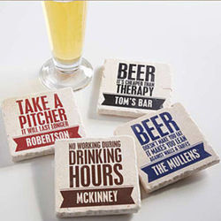Beer Quotes Personalized Tumbled Stone Coasters
