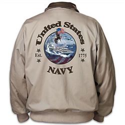 Navy Forever Men's Twill Jacket with Navy Inspired Artwork