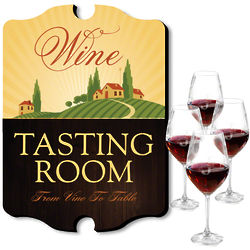 Personalized Oakmont Wine Glasses and Tasting Room Bar Sign