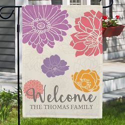 Personalized Welcome Floral Garden Flag