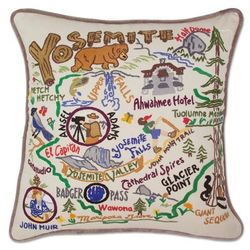 Hand Embroidered Yosemite Pillow