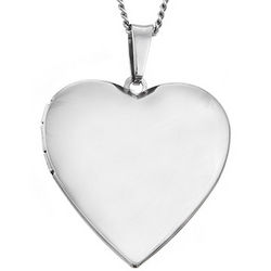 Personalized Polished Heart Photo Locket Necklace