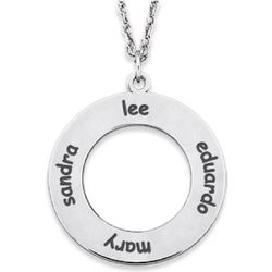 Sterling Silver Family Name Disc Pendant Necklace