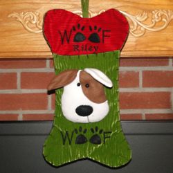Woof Personalized Dog Bone Christmas Stocking