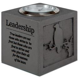 Leadership Cube Desk Clock with Eagle and Wolf Silhouettes