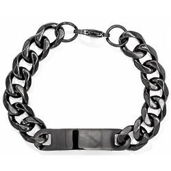 Men's Black ID Bracelet with Curb Links