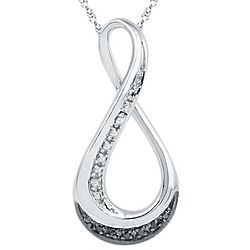 Twinkling Black and White Diamond Infinity Pendant in Silver