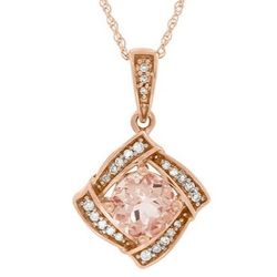 Morganite & Diamond Pendant in 10K Rose Gold Necklace