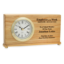 Employee of the Week Personalized Red Alder Desk Clock