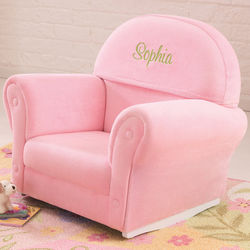 Pink Personalized Upholstered Girl's Rocking Chair