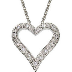 Lucky Heart Sterling Silver CZ Casino Necklace