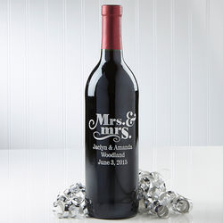 Mrs. and Mrs. Personalized Wine Bottle