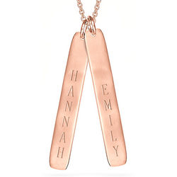 Double Vertical Name Bar Necklace in Rose Gold Vermeil