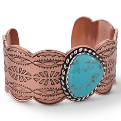 American West Copper and Kingman Turquoise Cuff Bracelet