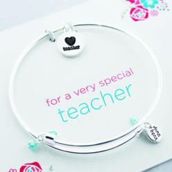 Teacher's Meaningful Message Bracelet with Heart Charm