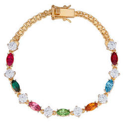 Mother's Gold-Plated Marquise-Shaped Birthstone Bracelet