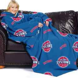 NBA Detroit Pistons Comfy Throw Blanket with Sleeves