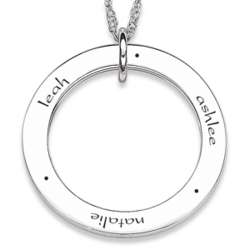 Engraved Sterling Silver Sister's Name Disc Necklace