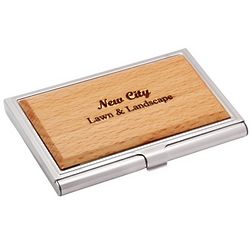 Personalized Zinc and Maple Business Card Case