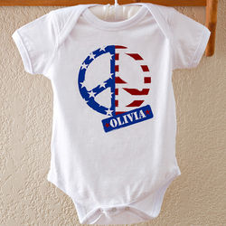 Patriotic Peace Personalized Baby Bodysuit