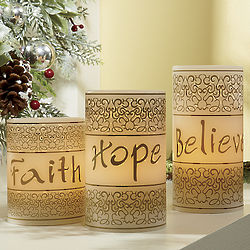 Faith, Hope, Believe LED Candle Set