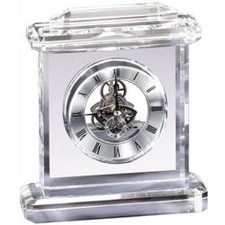 Personalized Crystal Quartz Clock with Framed Top and Base