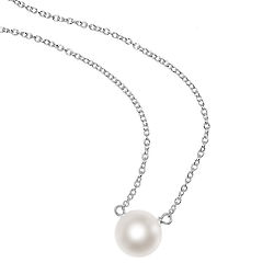 Sterling Silver I Love Mom Necklace with Freshwater Pearl