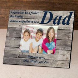 Personalized Father's Day Picture Frame with Navy Barnwood Print