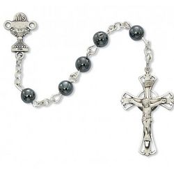 Holy Communion Hematite Rosary