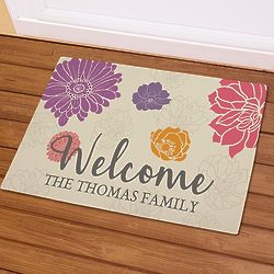 Personalized Welcome Floral Doormat
