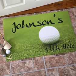 19th Hole Personalized Golf Doormat