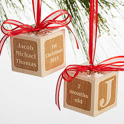 Personalized Baby's 1st Christmas Wood Block Ornament