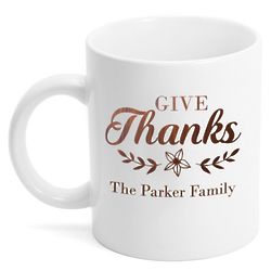 Personalized Give Thanks Ceramic Coffee Mug