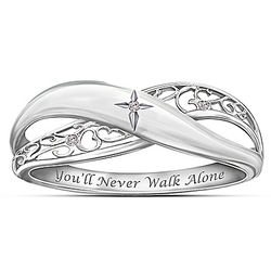 Pure Faith Engraved Sterling Silver Diamond Ring