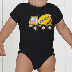 Personalized Construction Trucks Baby Bodysuit