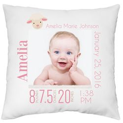 Baby Girl's Custom Photo Birth Announcement Pillow Case
