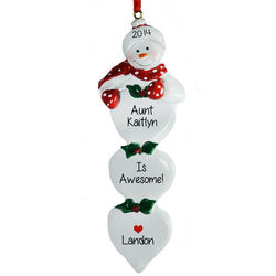 Personalized Awesome Aunt Snowman Ornament