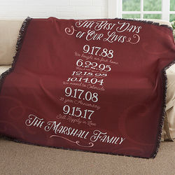 Personalized Our Best Days Woven Throw Blanket