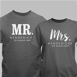 Personalized Mr & Mrs Swiped Right T-Shirts