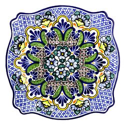 Talavera Ceramic Plate, 'Talavera Kaleidoscope'